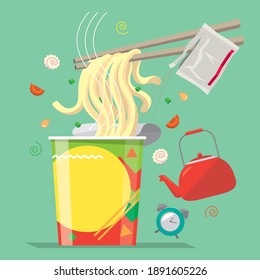 Graphic illustration of a cup of Japanese-style instant noodle