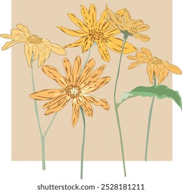 Ilustração gráfica. A flor da margarida. A composição.