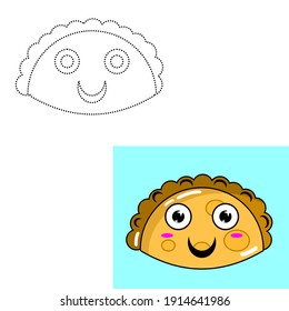 graphic illustration of doodle stripes and pastel colors design for traditional Indonesian snacks