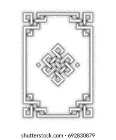 Graphic illustration of dots pattern endless knot symbol