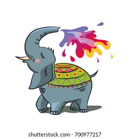 Graphic illustration of an elephant pouring paint