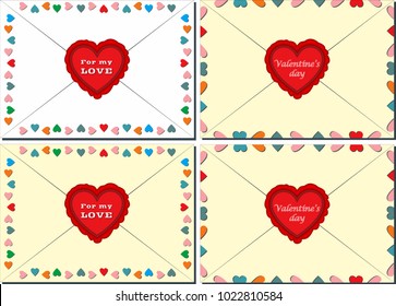 Graphic illustration of an envelope on the theme of the day of all lovers February 14 is Valentine's Day. Design solutions for cards and invitations.