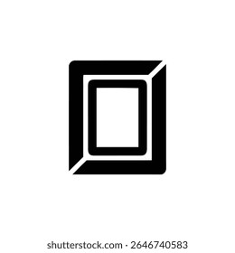 Uma ilustração gráfica apresenta um contorno preto de um quadrado. O quadrado tem cantos arredondados e está aninhado dentro de outro quadrado, criando um efeito de quadro em um plano de fundo branco.