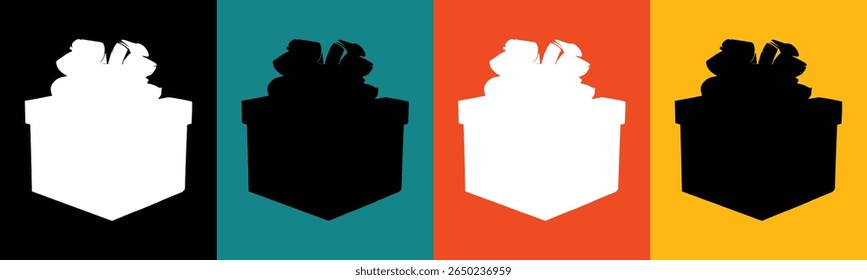 A graphic illustration features four vertical panels with distinct solid color backgrounds.