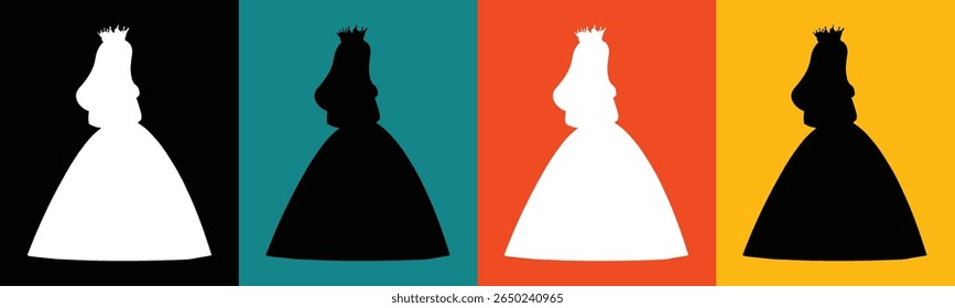 A graphic illustration features four vertical panels with alternating colors: black, teal, orange, and yellow. 