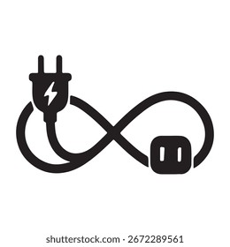 A graphic illustration featuring a power plug and a corresponding socket, designed for electrical connections and energy transfer.