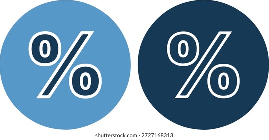 Una ilustración gráfica con signos del dos por ciento, uno en azul claro y uno en azul oscuro, ambos delineados en blanco y rodeados, aislados sobre fondo blanco