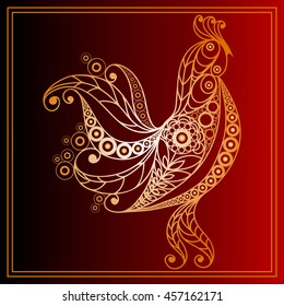 Graphic illustration of fire cock, symbol of 2017. Suitable for invitation, flyer, sticker, poster, banner, card,label, cover, web. Vector element for New Year's design.