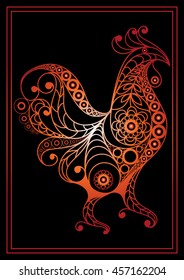 Graphic illustration of fire cock, symbol of 2017. Suitable for invitation, flyer, sticker, poster, banner, card,label, cover, web. Vector element for New Year's design.