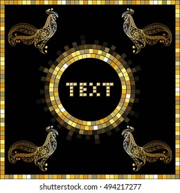 Graphic illustration of fire cock, symbol of 2017. Suitable for invitation, flyer, sticker, poster, banner, card, label, cover, web. Vector element for New Year's design.