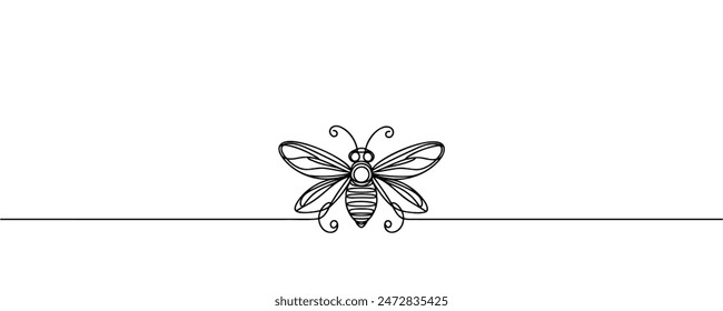 graphic illustration of a firefly beetle, bug in one line. line drawing