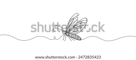 graphic illustration of a firefly beetle, bug in one line. line drawing