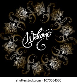 Graphic illustration with floral frame. Suitable for invitation, flyer, sticker, poster, banner, card, label, cover, web. Vector illustration.