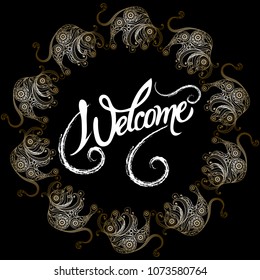 Graphic illustration with frame with the sign of Taurus. Suitable for invitation, flyer, sticker, poster, banner, card, label, cover, web. Vector illustration.