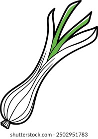Graphic Illustration of a Fresh Green Leek Vegetable