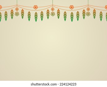 Graphic illustration of a garland of mango leaves and marigold flower. It is used as a decoration during festivals in india.
