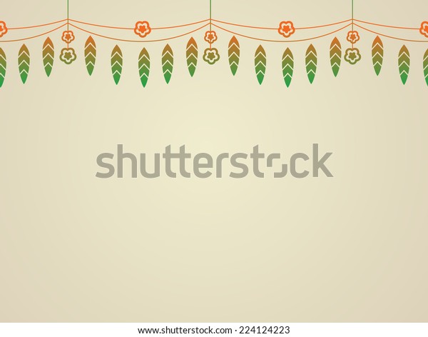 Graphic Illustration Garland Mango Leaves Marigold Stock Vector