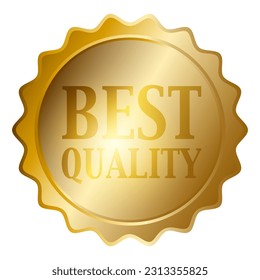 Graphic illustration of gold seal with best quality text isolated on white background, vector illustration