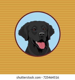 Graphic illustration of happy black Labrador Retriever