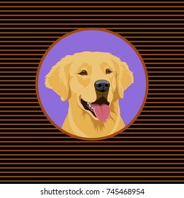 Graphic illustration of a happy golden Labrador Retriever