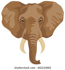 graphic illustration of a head of yellow-brown African elephant