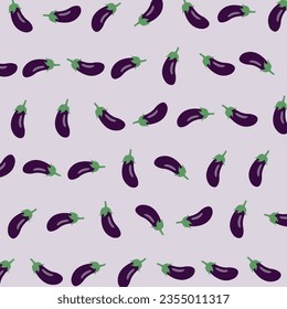 Graphic illustration of a healthy purple eggplant pattern in vector form