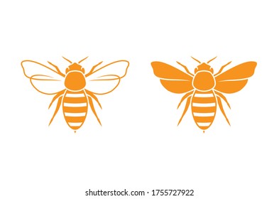 Graphic illustration of honey bee. Isolated on background vector drawing for honey products, package, design.