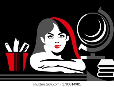 Graphic illustration  with international (world) knowledge day. Suitable for invitation, flyer, sticker, poster, banner, card, label, cover, web. Vector illustration.