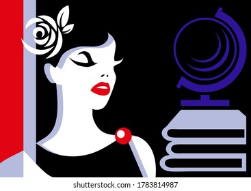 Graphic illustration  with international (world) knowledge day. Suitable for invitation, flyer, sticker, poster, banner, card, label, cover, web. Vector illustration.