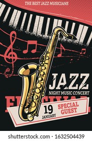 graphic illustration for jazz concert with saxophone