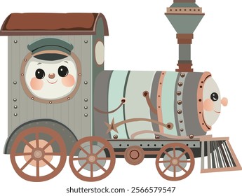 Graphic illustration for kids Steam Locomotive