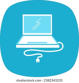 graphic illustration of a laptop or computer in the form of an icon with blue wallpaper, this vector is good for use as an icon, logo, notification, banner, cover, etc.