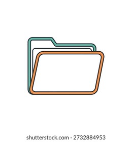 Graphic illustration of layered folder icons with colored borders