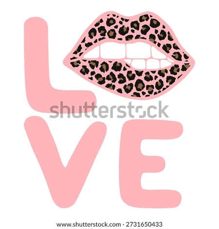 Graphic Illustration of Leopard Print Lips Forming the Word Love