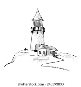 Graphic illustration - a lighthouse