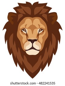 graphic illustration of a lion head with mane