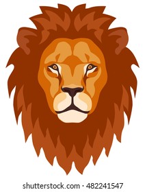 Graphic Illustration Of A Lion Head With Mane