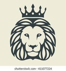 graphic illustration of a lion's head with crown