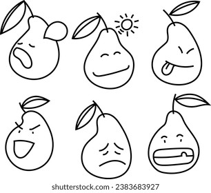 graphic illustration of mango face emoticons in a set, this vector is great for icons, cartoon images, covers, wallpapers, logos and more