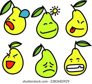 graphic illustration of mango face emoticons in a set, this vector is great for icons, cartoon images, covers, wallpapers, logos and more