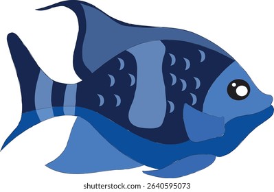 Graphic illustration of marine Blue Fish.