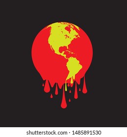 Graphic illustration of a melting earth. Concept for global warming.