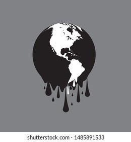 Graphic illustration of a melting earth. Concept for global warming.