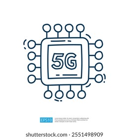 A graphic illustration of a microchip with "5G" prominently displayed, symbolizing advanced technology and connectivity.