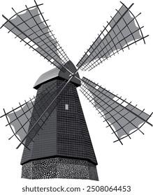 graphic illustration, mill, don quixote, wind, don quixote fought with mills, building