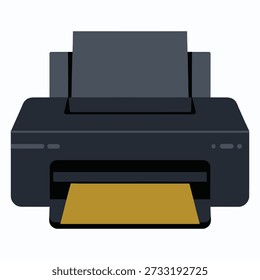 Graphic illustration of a modern office printer with paper tray icon