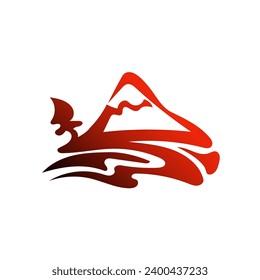 graphic illustration of mountains and trees in the form of a logo, this vector is good for covers, banners, logos, icons