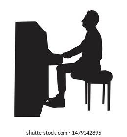 Graphic illustration of a musician playing piano. Vector