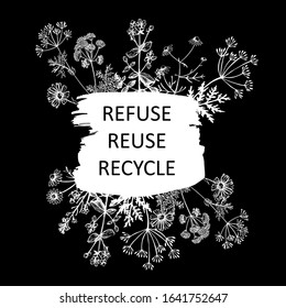 Graphic illustration on an environmental theme on a black background. Banner.Vector illustration. Manual graphics.