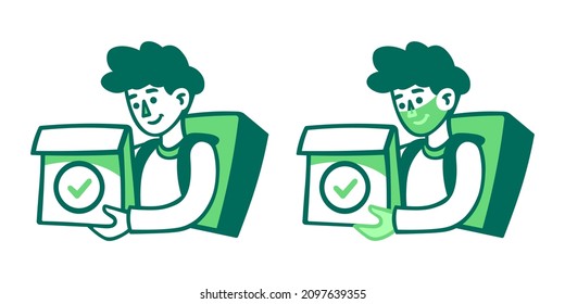 Graphic illustration on the theme of delivery. Suitable for your business: decorating your website, posters, stickers, and more. We also provide a variant of the illustration with protection mask.